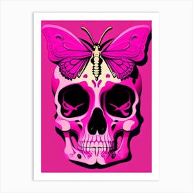 Skull With Butterfly Motifs 1 Pink Pop Art Art Print