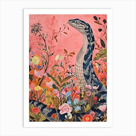 Floral Animal Painting Cobra 1 Art Print