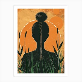 Silhouette Of A Woman In Grass Art Print