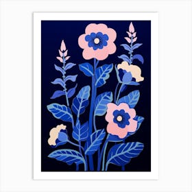 Blue Flower Illustration Foxglove 2 Art Print