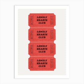Lonely Hearts Red Art Print