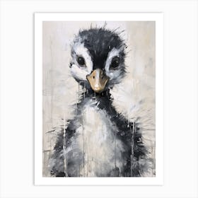 Black & White Gouache Painting Of A Duckling Art Print