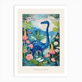 Dinosaur With Swans Painting 1 Poster Art Print