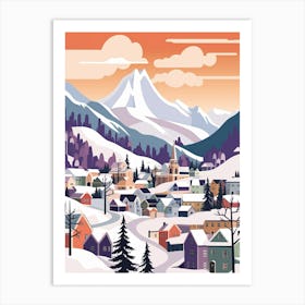 Vintage Winter Travel Illustration Troms Norway Art Print