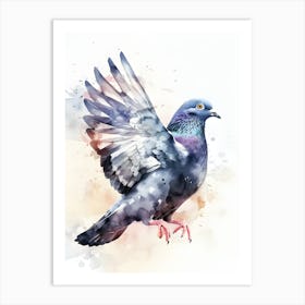 Pigeon Watercolor Painting Art Print