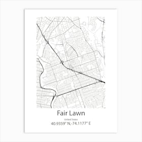 Fair Lawn,United States Minimalist Map Art Print