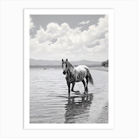 A Horse Oil Painting In Zlatni Rat, Croatia, Portrait 3 Art Print