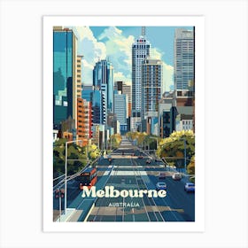 Melbourne Australia Skyline Digital Travel Art Art Print