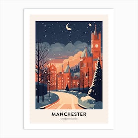 Winter Night  Travel Poster Manchester United Kingdom 3 Art Print