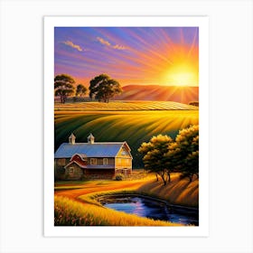 Sunset At The Farm 1 Art Print