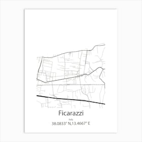 Ficarazzi,Italy Minimalist Map Art Print