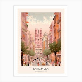 The La Rambla Barcelona Spain Travel Poster Art Print