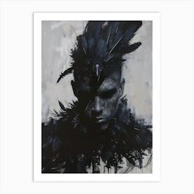 Whimsical Dark Feathers Man 5 Art Print