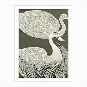 Goose Linocut Bird Art Print