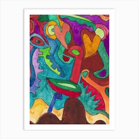 Hearts Dancing in Abstraction Art Print