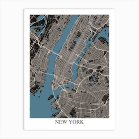 New York New York Black Blue Art Print