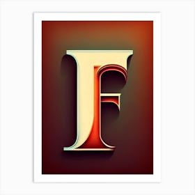 F, Letter, Alphabet Retro Drawing 1 Art Print