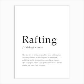 Rafting Definition Poster - Dictionary Art Print