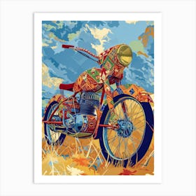 Vintage Colorful Scooter Art Print