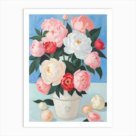 Peony flower vase 1 Art Print