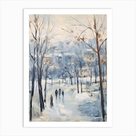 Winter City Park Painting Parc De La Tete D Or Lyon France 4 Art Print