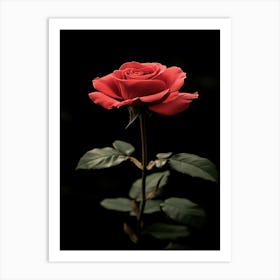 Red Rose On Black Background 78 Art Print