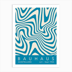Wavy Blue Bauhaus Art Print