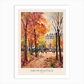 Autumn City Park Painting Parc De Belleville Paris France 1 Poster Art Print