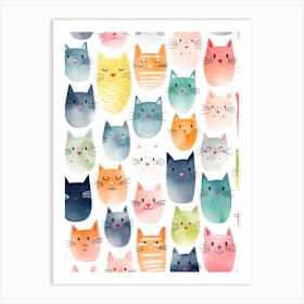 Watercolor Cats 1 Art Print