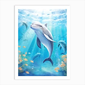 Happy Dolphin In Ocean 1 Art Print