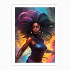 Black Girl With Long Hair Art Print