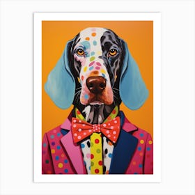Polka Dot Dog In Bow Tie & Suit Art Print