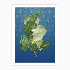 Vintage Linden Tree Botanical on Bahama Blue Pattern n.0248 Art Print