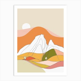 Mount Ossa Australia Color Line Drawing (12) Art Print