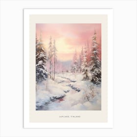 Dreamy Winter Painting Poster Lapland Finland 6 Art Print