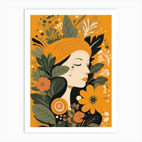 Bloom Body Woman Portrait Orange Tones 6 Art Print