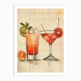 Watercolour Cocktail Illustration 2 Art Print