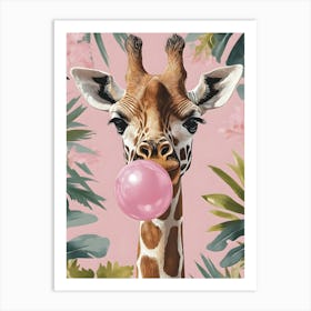 Giraffe Chewing Gum Canvas Print Art Print