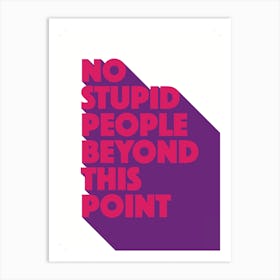 No Stupid People Beyond This Point Art Print