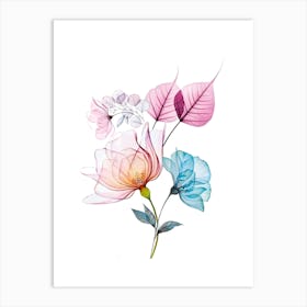 Watercolor Flowers On White Background Art Print