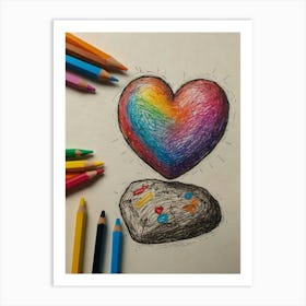 Heart With Colored Pencils 13 Art Print