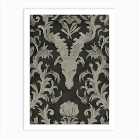 Black And White Damask Art Print