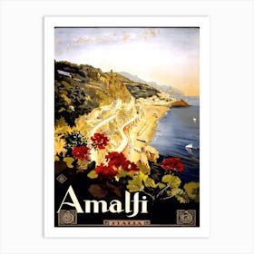 Vintage Amalfi Travel Poster, Dawn Hudson Art Print