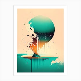 Water Splatter Water Waterscape Retro Illustration 1 Art Print