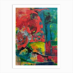 Wall Art Vibrant Abstract Expression with Red & Green Art Print