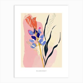 Colourful Flower Illustration Poster Bluebonnet 6 Art Print