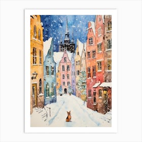 Cat In The Streets Of Nuremberg   Germany With Now 1 Art Print