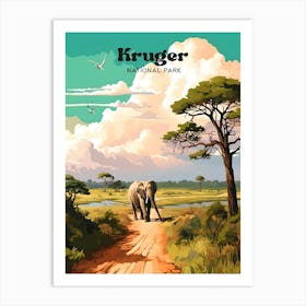 Kruger National Park South Africa Wildlife Modern Travel Illustration Art Print