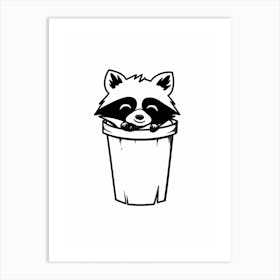 A Minimalist Line Art Piece Of A Common Raccoon 3 Art Print