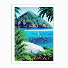 Seychelles Pointillism Style Tropical Destination Art Print